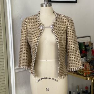 Trina Turk Tweed Jewel Closure Jacket